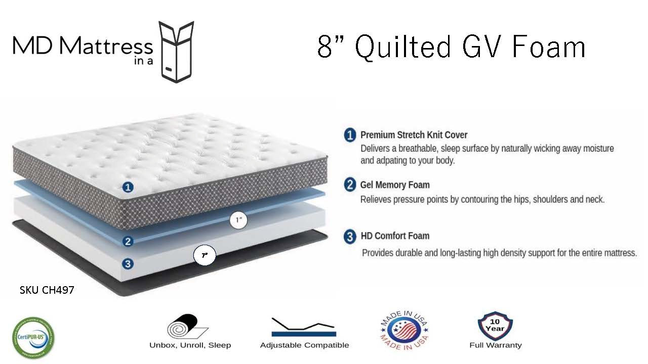 8" MD NOVUS SLEEP GV FOAM